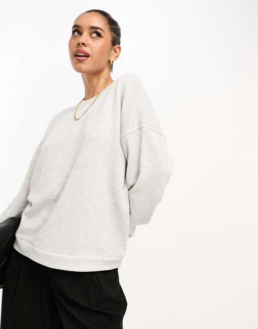 River Island - Ruimvallend sweatshirt met ronde hals in gemêleerd grijs