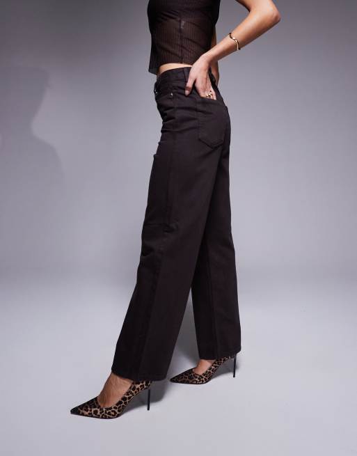 River Island - Ruimvallende jeans met rechte pijpen in bruin, 2 van 5
