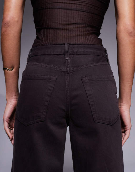 River Island - Ruimvallende jeans met rechte pijpen in bruin, 4 van 5