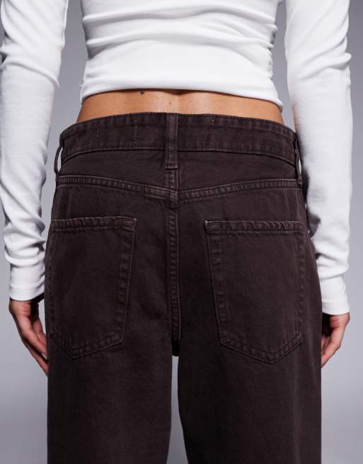 River Island - Ruimvallende jeans met rechte pijpen in donkerbruin, 5 van 5