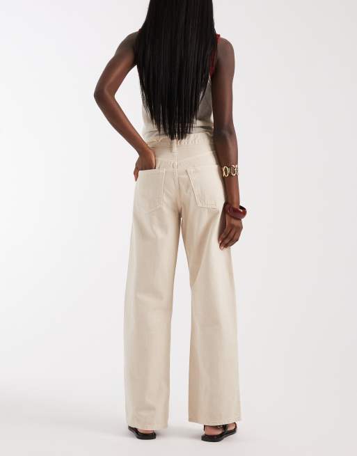 River Island - Ruimvallende jeans met rechte pijpen in gebroken wit, 2 van 5