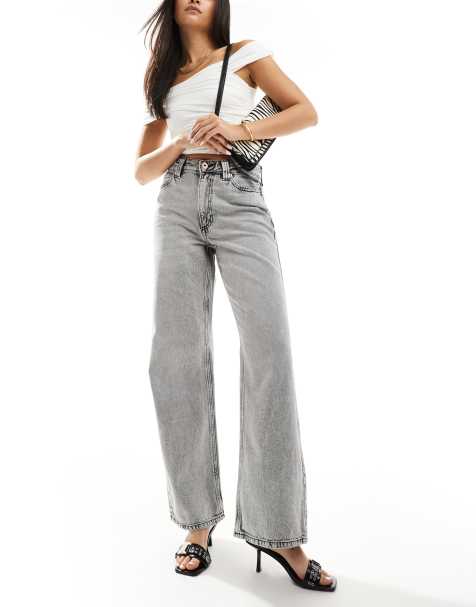 River Island - Ruimvallende jeans met rechte pijpen in grijs - view 1