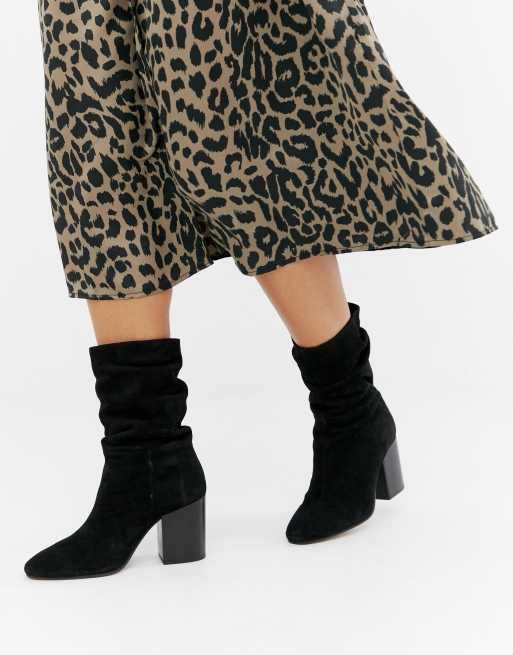 River Island - Ruimvallende laarzen met hak in zwart