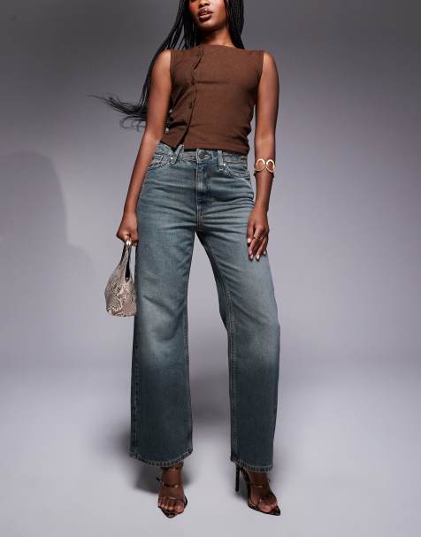 River Island - Ruimvallende rechte jeans met donkere wassing in blauw - view 1