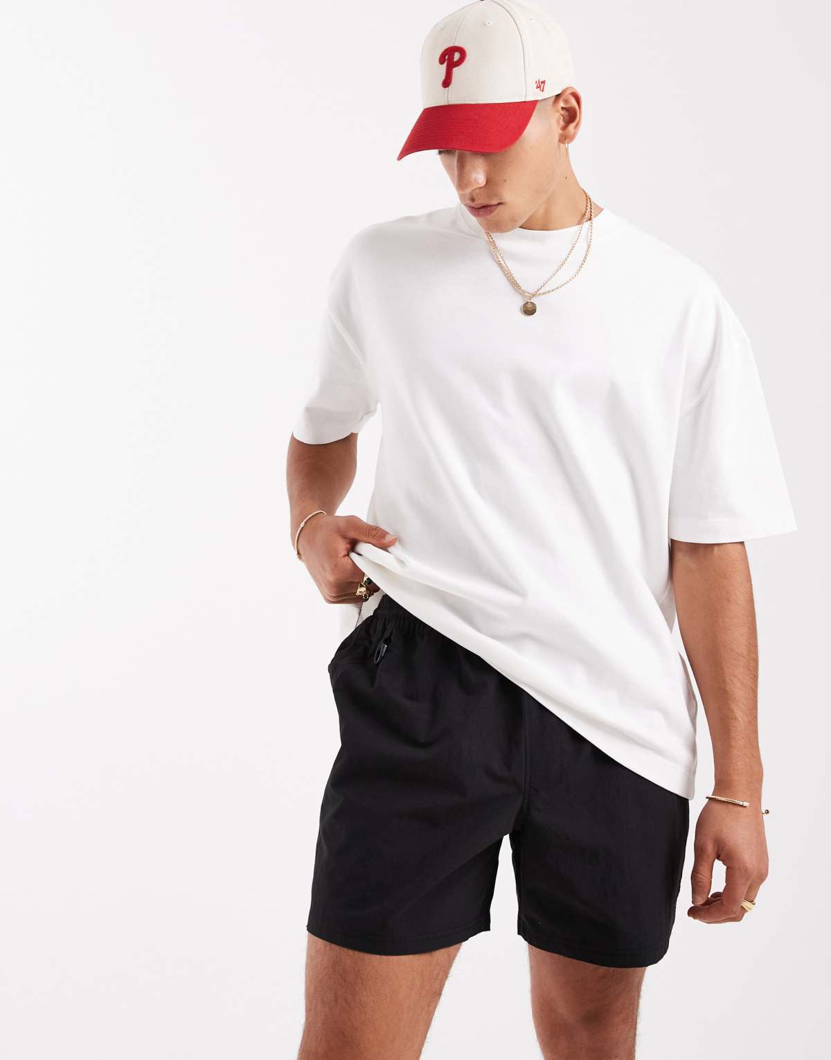 River Island runner shorts in black