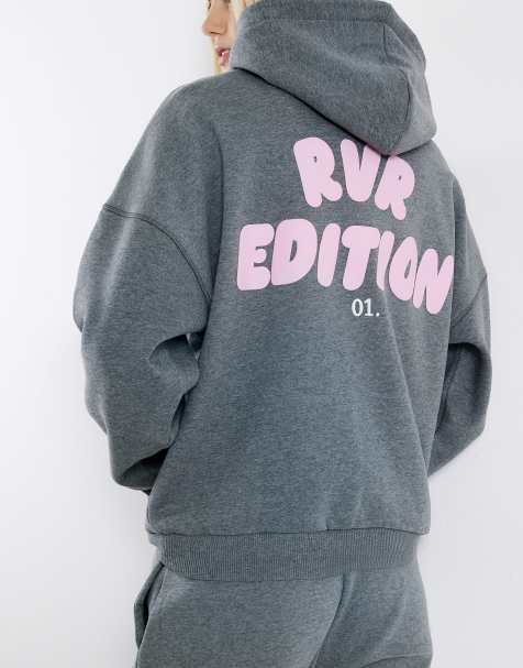 River Island Rvr edition back print hoodie in grey - dark - view 1