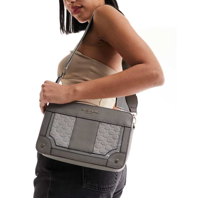 River Island Sac bandouliere a empiecement estampe Gris ClassicfuncenterShops