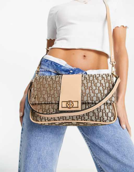 River Island - Sac porté épaule en jacquard - Marron