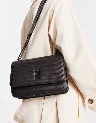 River Island - Sac porté épaule en suédine avec chaîne - Noir
