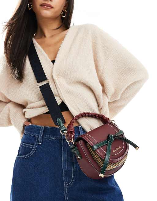 River Island - Saddlebag met detail met Schotse ruit in bordeauxrood, 2 van 4