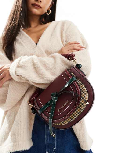 River Island - Saddlebag met detail met Schotse ruit in bordeauxrood, 4 van 4