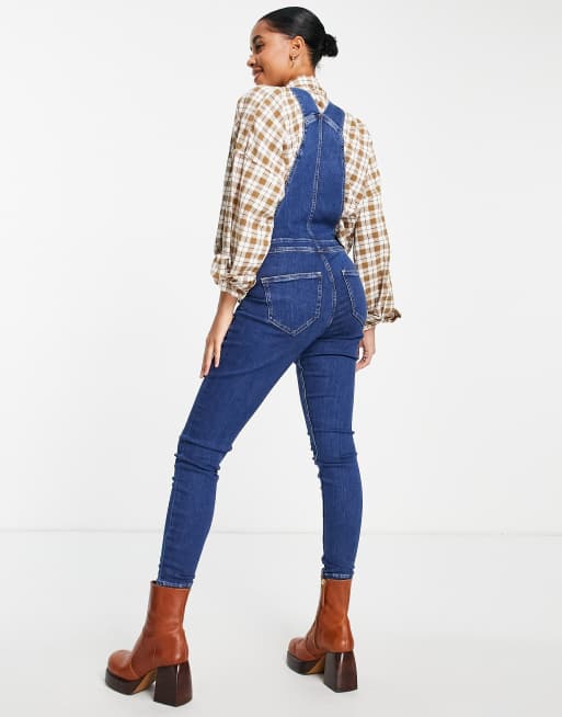 River Island - Salopette de maternité en jean coupe skinny - Bleu moyen, 2 de 4