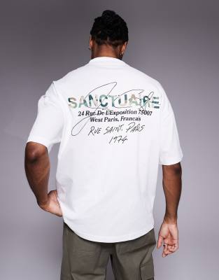 River Island 'sanctuaire' Camo Print T-shirt In White