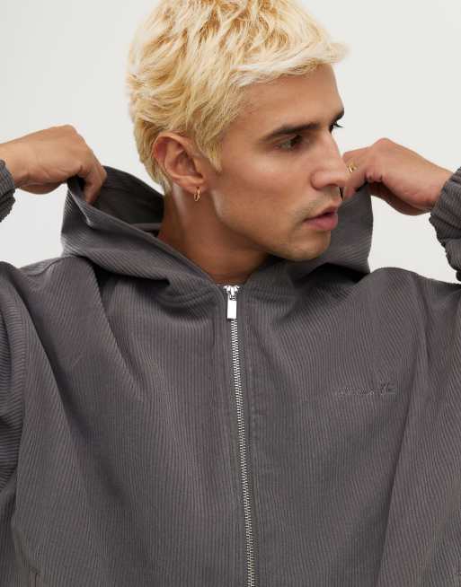 Sweat à Capuche Homme River Island – Gris – Zippé Intégral – Taille M