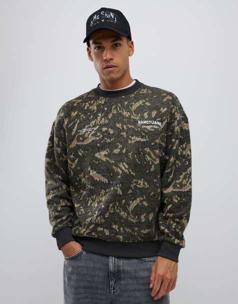 River Island Sanctuarie camouflage sweatshirt in green - view 1
