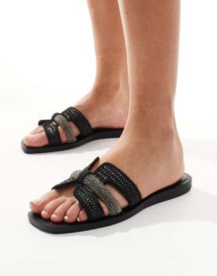 River Island - Sandalen aus Bast in Schwarz