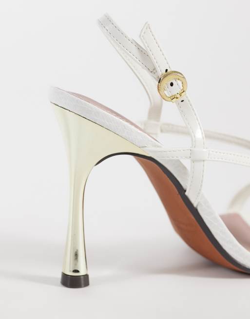 River Island - Sandalen met hak en bandjes in wit, 3 van 4