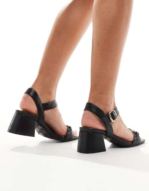 River Island - Sandalen met trens en blokhak in zwart, 3 van 4