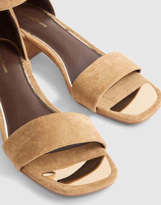 River Island - Sandalen van suedette met lage blokhak in lichtbruin, 4 van 4