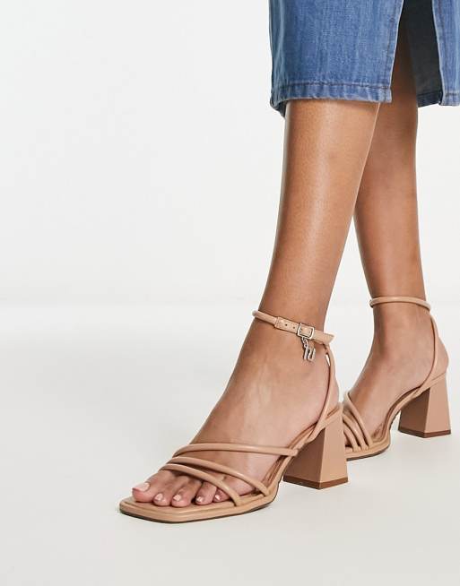 River Island Sandales brides et talon carr Beige