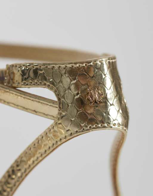 River Island – Sandaletten in Gold mit offener Fersenpartie , 2 von 4