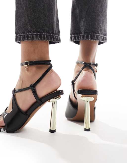 River Island Sandali con tacco neri incrociati ASOS