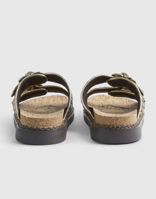 River Island - Sandali oro con doppia fascetta e plantare, 4 di 4