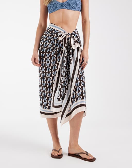 River Island – Sarong w brązowy geometryczny wzór, 2 z 4