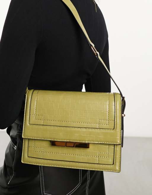 River Island satchel bag with hardware detail in khaki | ASOS