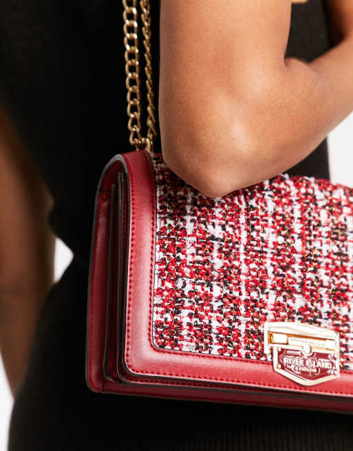 River Island Satchel Umhangetasche aus Boucle in Rot