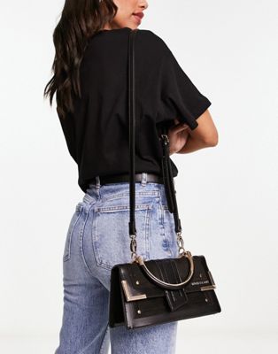 River Island satchel with gold detail in black