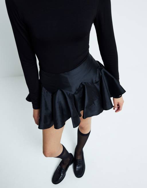 River Island sateen skort in black