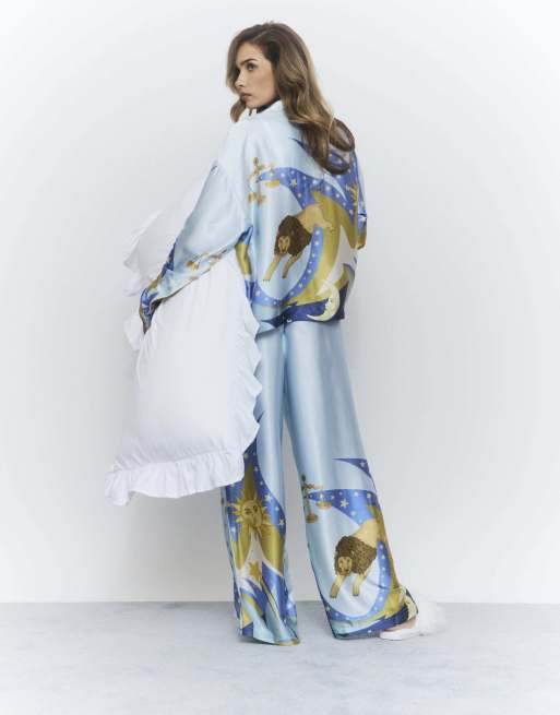 River Island Satin astrology pyjama set in blue - light, 4 of 4