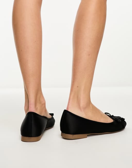 River Island satin ballerina pump in black ASOS