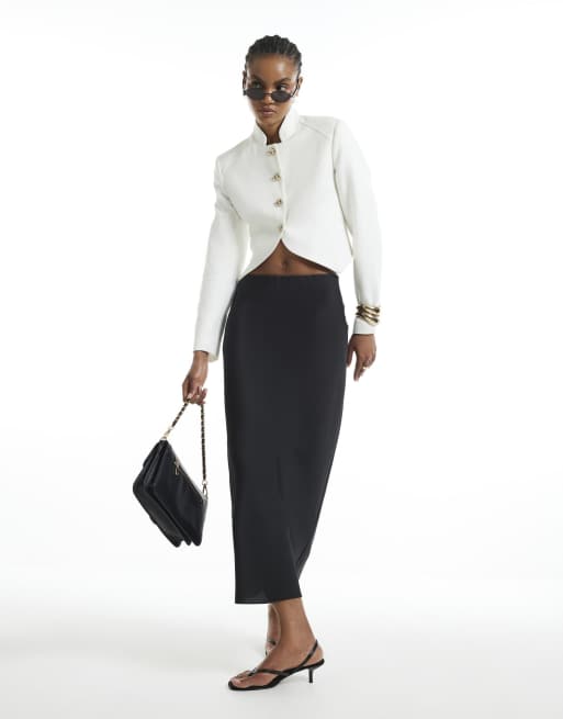 River Island Satin bias maxi skirt in black, 2 of 4