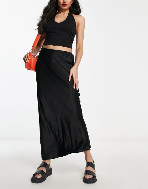 Satin midi shop skirt river island