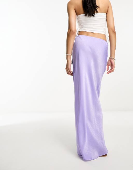 River Island satin bias midi skirt in lilac ASOS