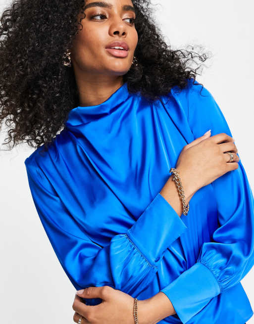 Satin cheap blue blouse