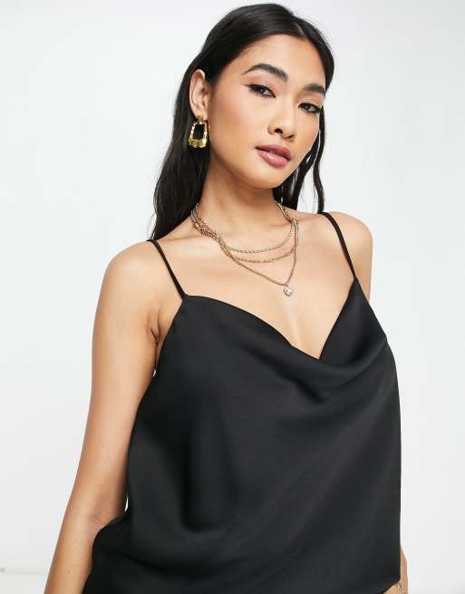 Satin Cowl Neck Cami Bodysuit