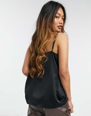 black silk cowl neck cami