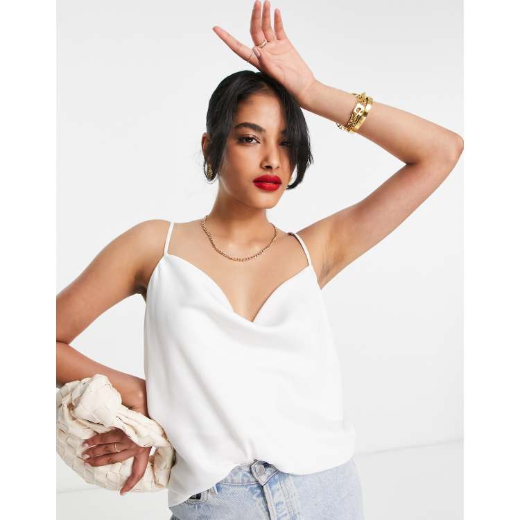 River Island Satin Cowl Neck Cami In White ASOS, 58% OFF