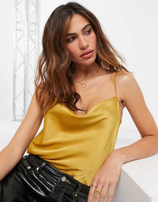 Yellow cowl cheap neck top