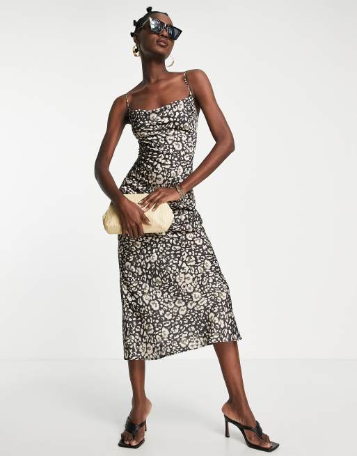 Asos leopard midi discount dress