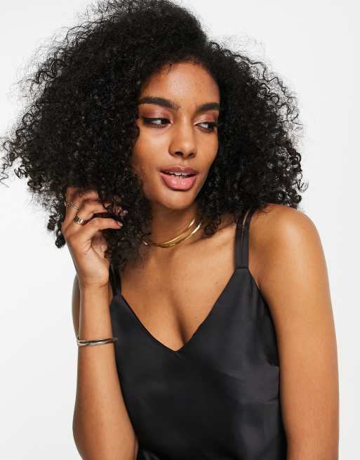 Lipsy satin cami top in black