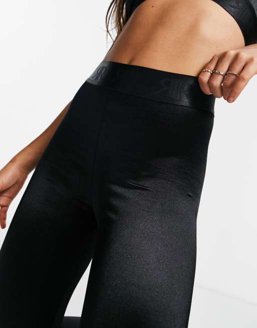 River Island satin intimates leggings set in black