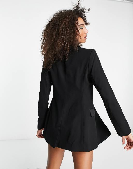 New Look satin lapel blazer in black