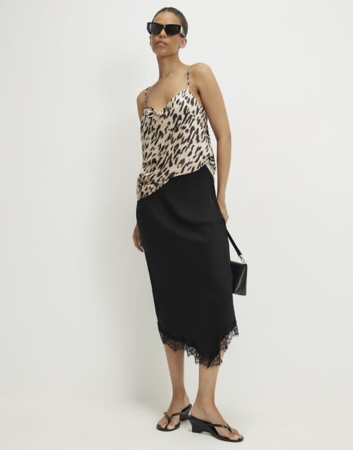 River Island Satin leopard print cowl neck cami top in beige, 2 of 4