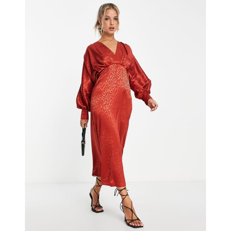 ASOS DESIGN kimono sleeve maxi dress in sequin in rust