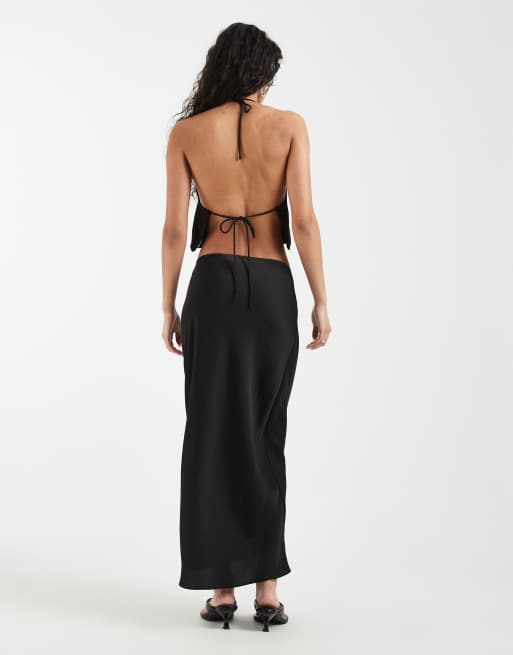 River Island satin maxi skirt in black, 5 of 5