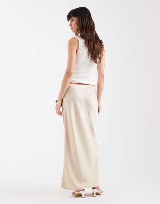 River Island satin maxi skirt in cream, 5 of 5